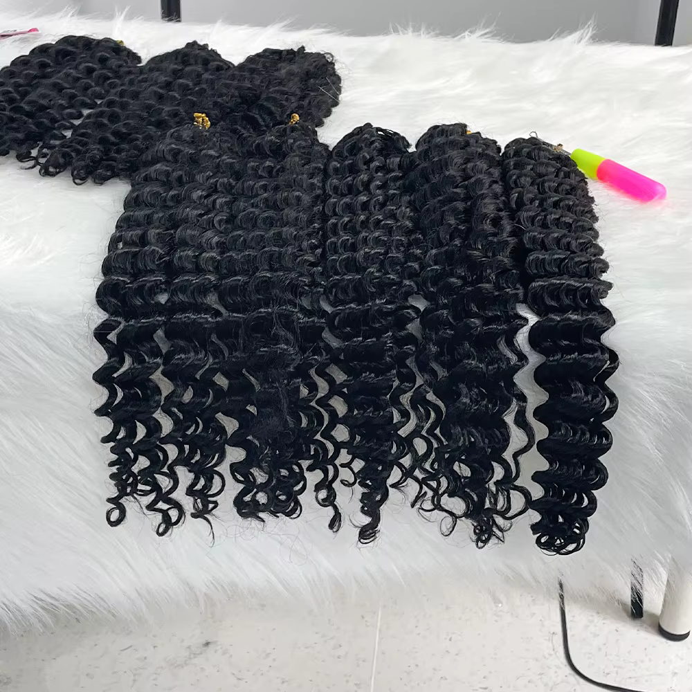 Extensions de tresses au crochet en cheveux humains vierges bruts, bouclés crépus style bohème, pré-séparées, cuticules alignées, 100g par paquet, non traités