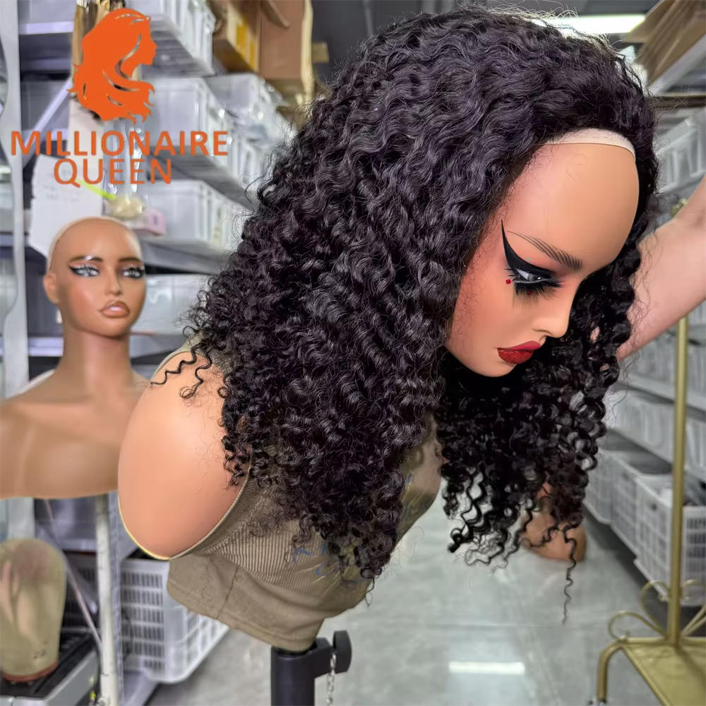 Millionaire Queen birman 3C4A bouclés invisibles demi perruques 100% cheveux humains