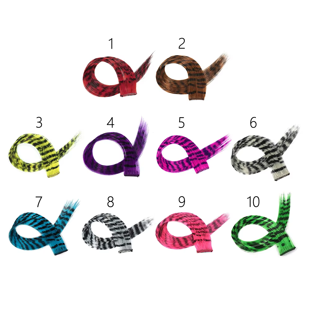 Extensions capillaires synthétiques colorées à clips imprimés à rayures