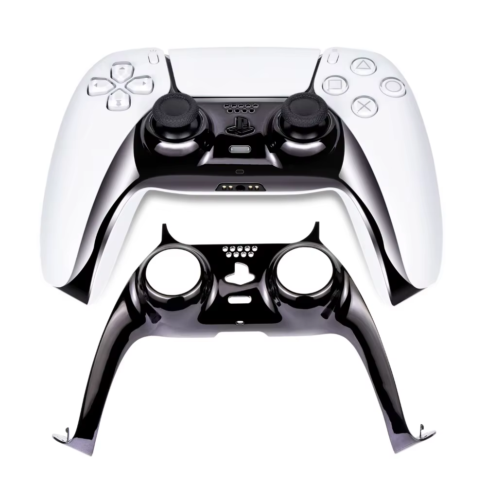Coque de manette de remplacement chromée noire brillante DIY pour PS5, plaques personnalisées compatibles avec la mise à niveau pour PS5 Slim