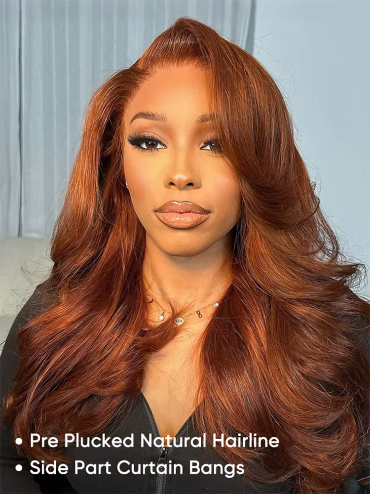 Alipearl cheveux gros ondulé gingembre couleur perruque couches
