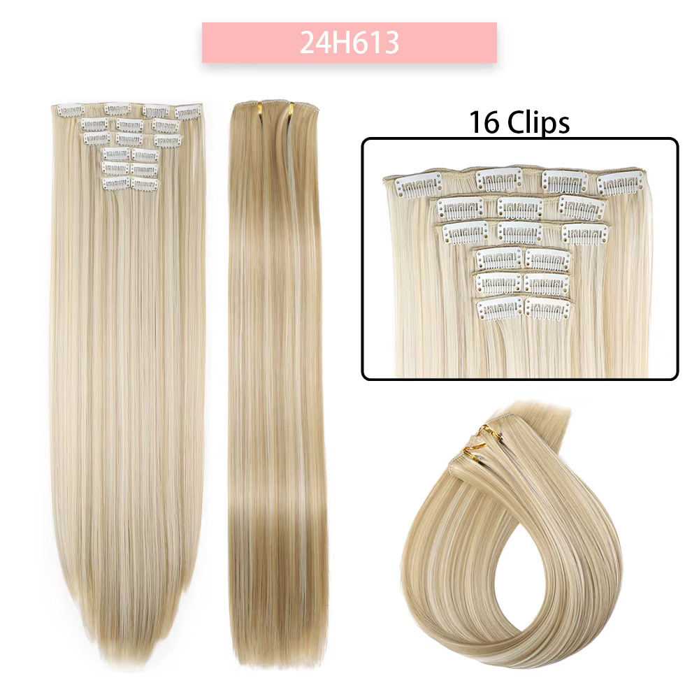 Extensions de Cheveux Synthétiques Longs et Lisses
