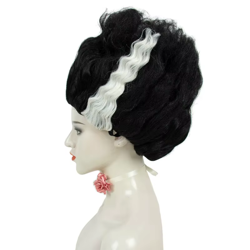 Perruque afro noire et blanche en forme de ruche