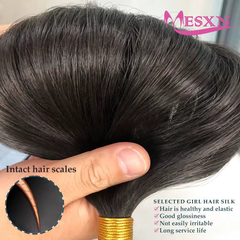 MESXN Extensions de cheveux à pointe plate de haute qualité 100%