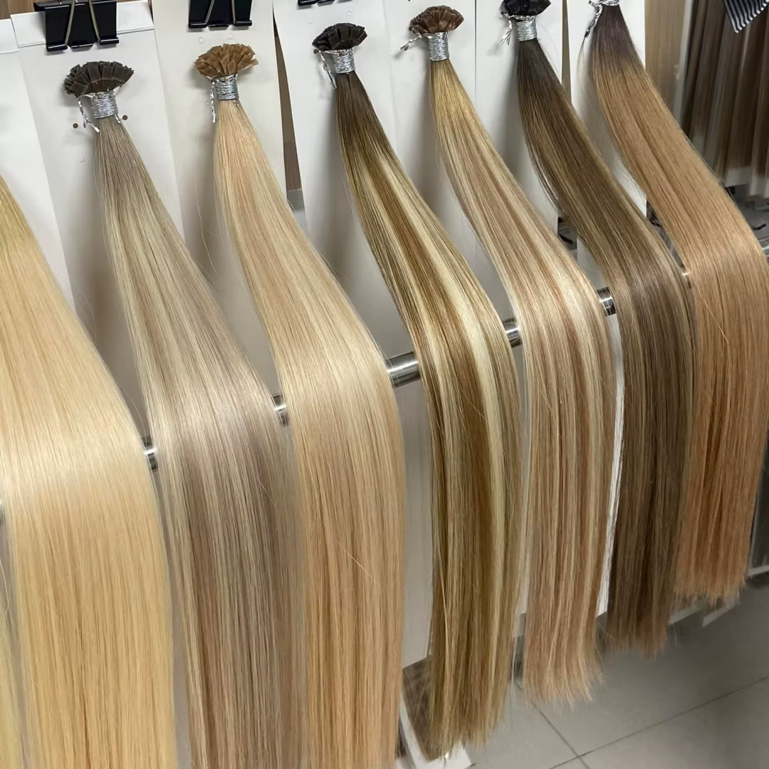 Extensions de cheveux humains à pointe plate en kératine