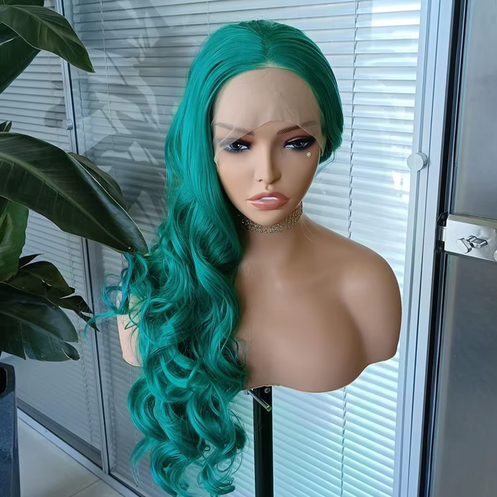 Perruque Lace Front Wig synthétique vert foncé 13x4