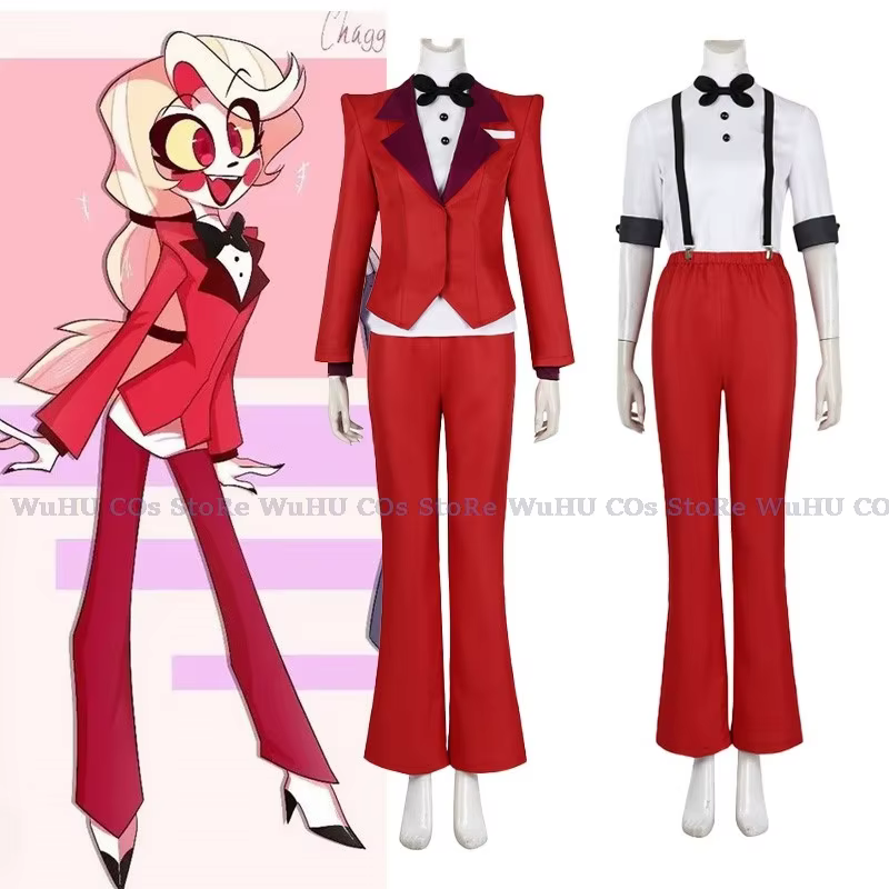Hasbin CosCartoon déguisement adulte hôtel Fantasia Costume femmes uniforme perruque Halloween Charlie Morningstar