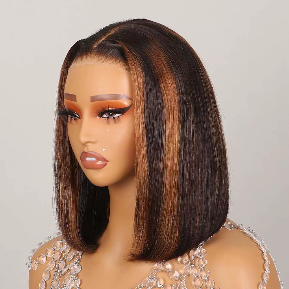 Perruque Bob Courte en Cheveux Humains 6x5 Sans Colle Prête à Porter