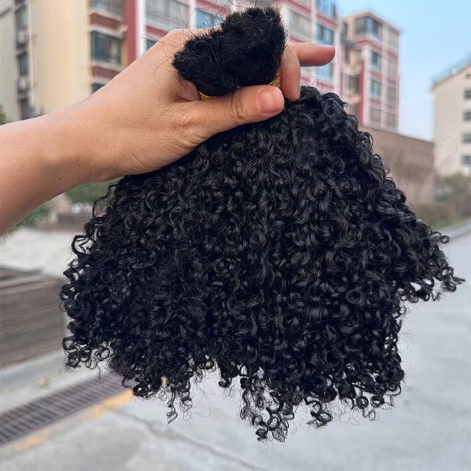 Afro crépus bouclés en vrac Extensions de cheveux humains Double dessiné brésilien vierge tressage