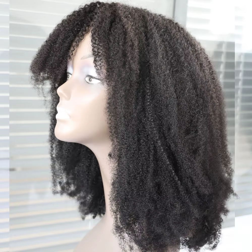 Perruque de cheveux humains longs bouclés 4C
