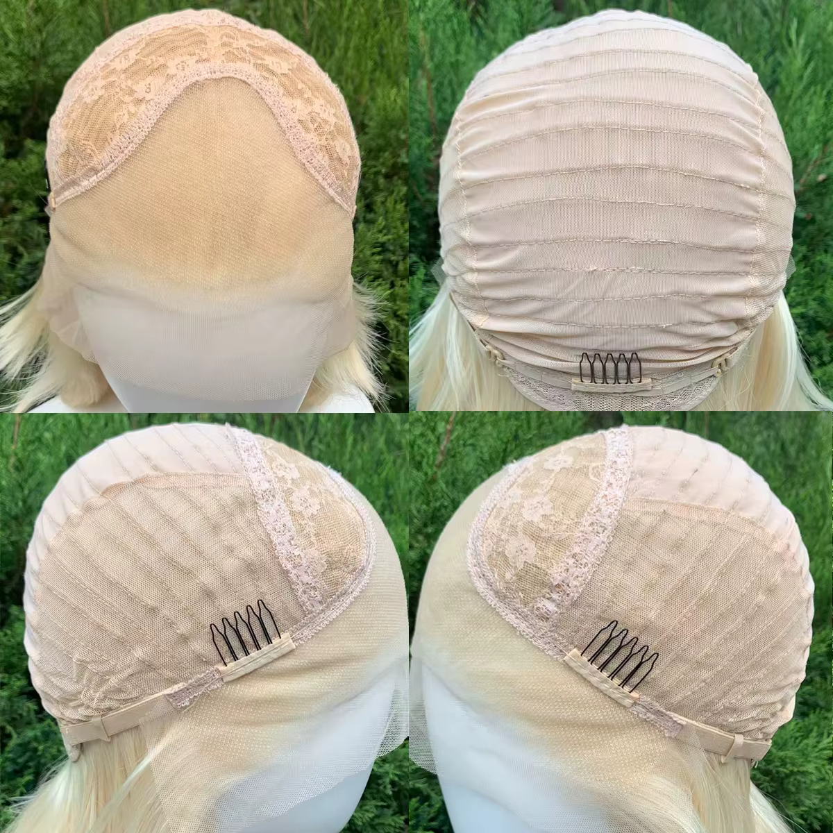 Perruque courte blonde en mulet synthétique 13×4 avec dentelle frontale pour femmes