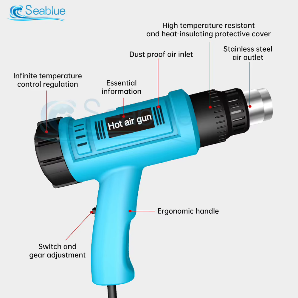 Pistolet à Air chaud industriel 2000W 220V/110V, avec thermorégulateur, prise ue/US, emballage rétractable, outil électrique thermique pour l'artisanat et le bricolage