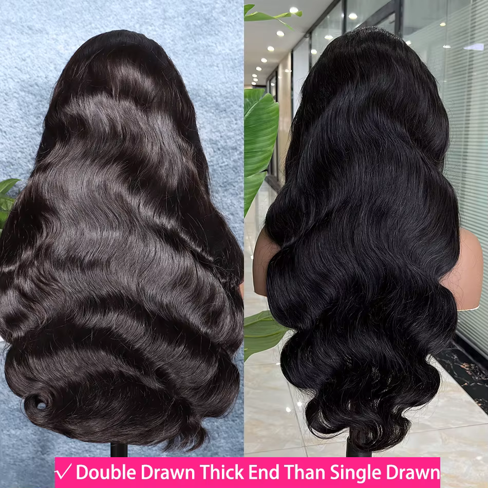 Yiwigs 250 densité Super Double dessiné vague de corps Hd dentelle perruques de cheveux humains Vietnam 4x4