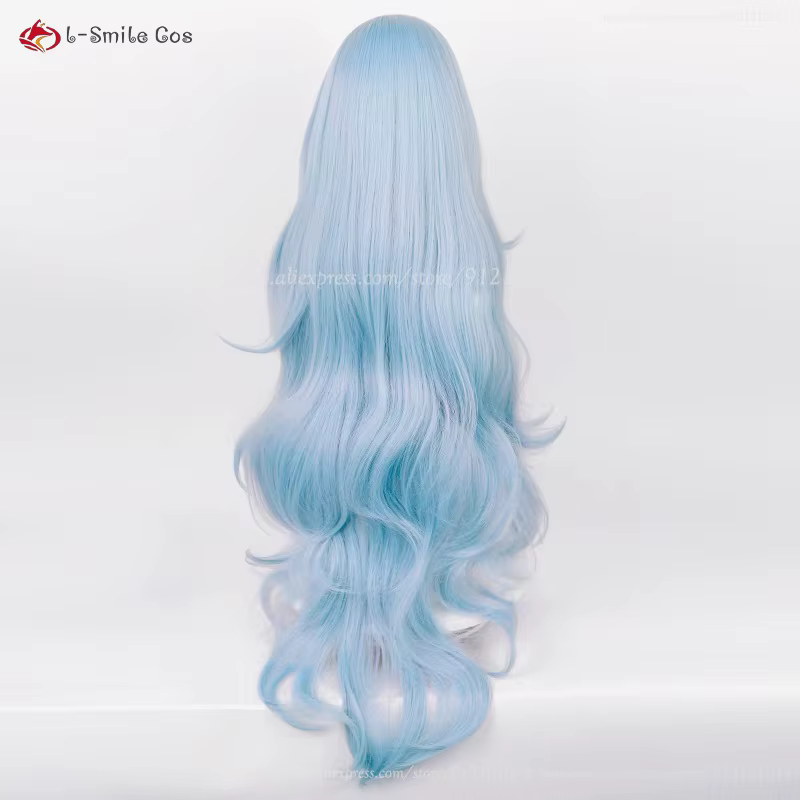 Haute qualité Anime EVA 100 cm de Long Ayanami Rei Cosplay perruque Cyan bleu cheveux bouclés résistant à la chaleur