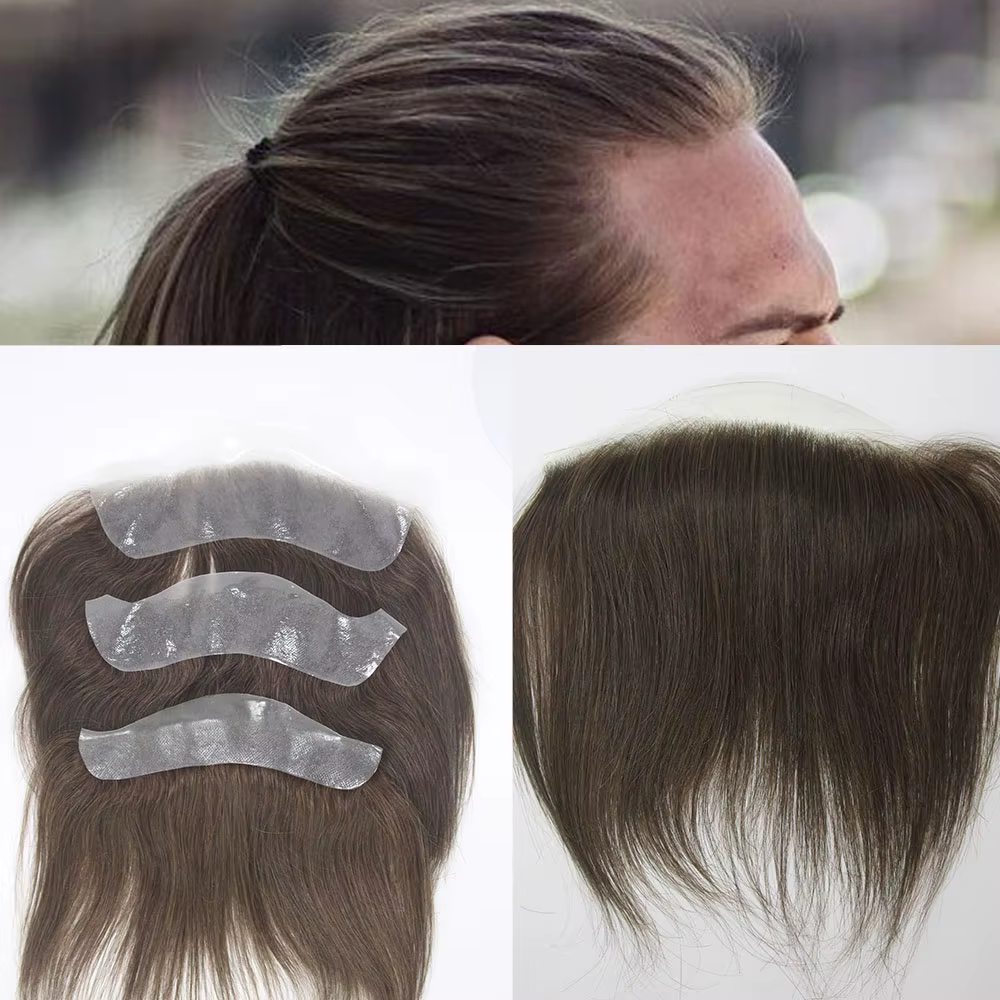 Postiche frontale pour femmes Extensions de cheveux humains front délié PU peau Toppers