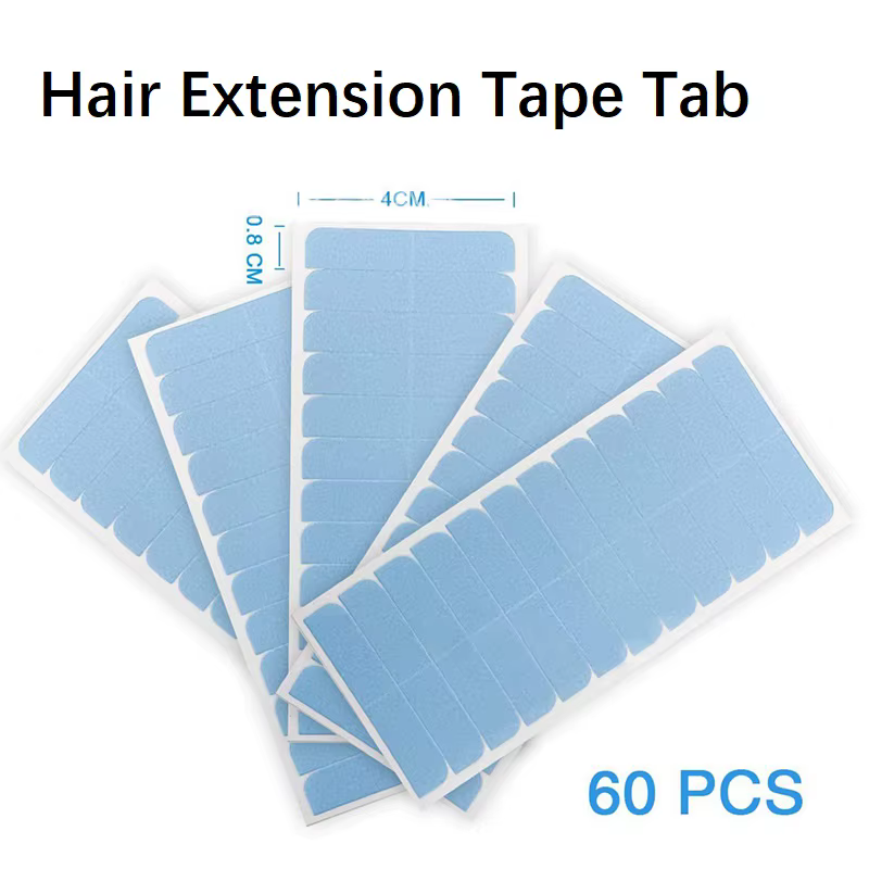 5 feuilles 60 pièces ruban d'extension de cheveux 4 cm * 0.8 cm onglets