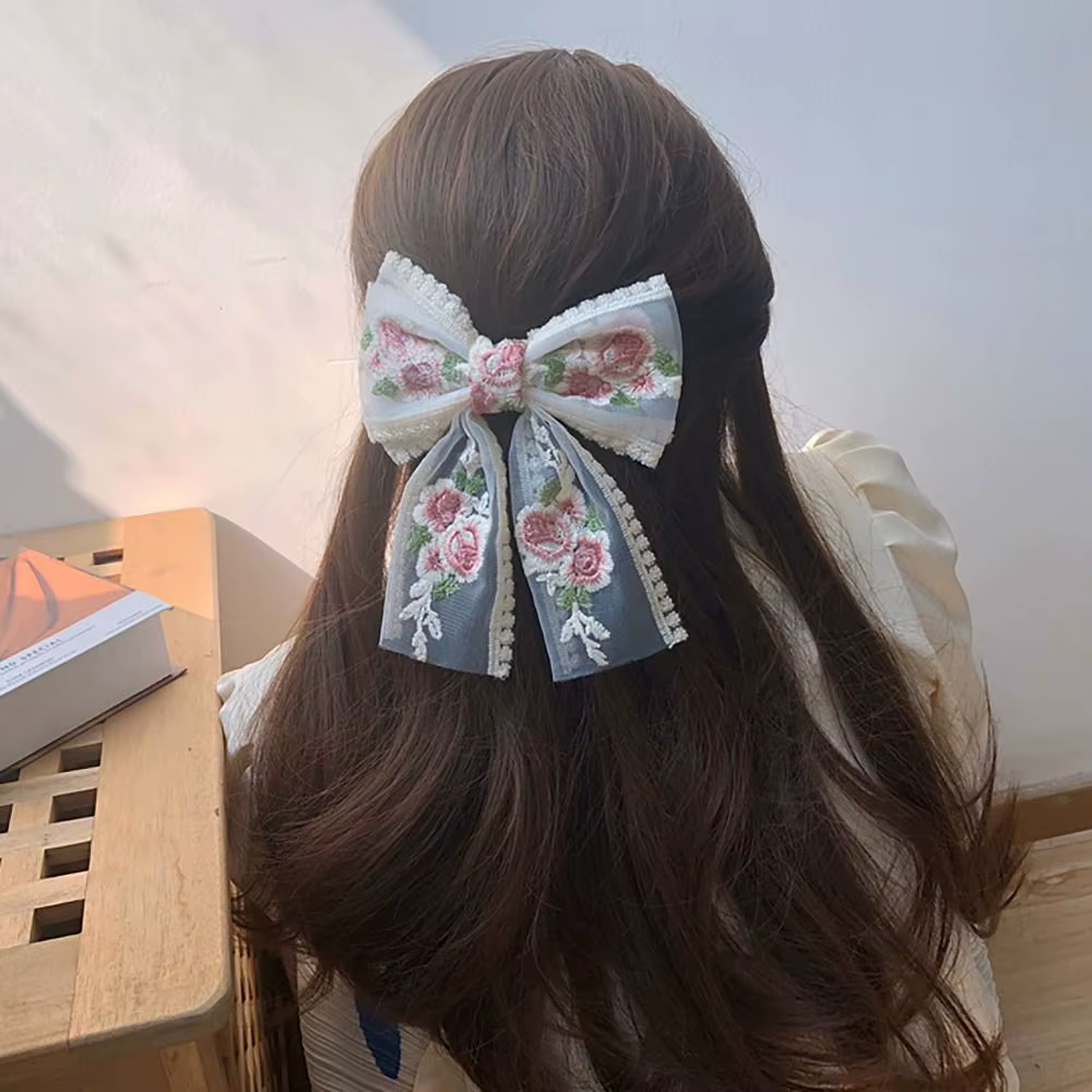 Pince à cheveux avec nœud en dentelle pour femmes et filles