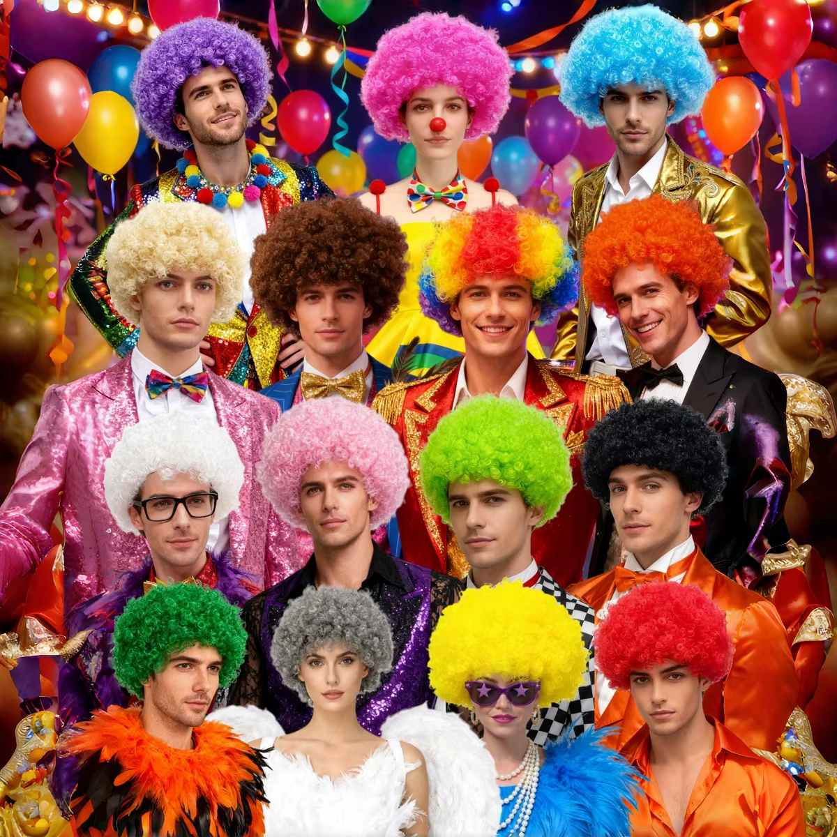 Perruque synthétique Afro Bubble multicolore – Plusieurs couleurs disponibles