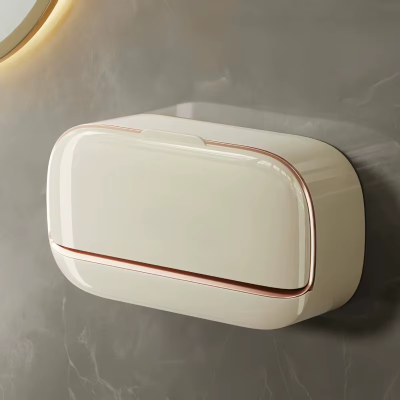 Élégante porte-savon mural avec drainage, sans perçage, boîte de rangement haut de gamme pour salle de bain, porte-savon, support pour savon en barre