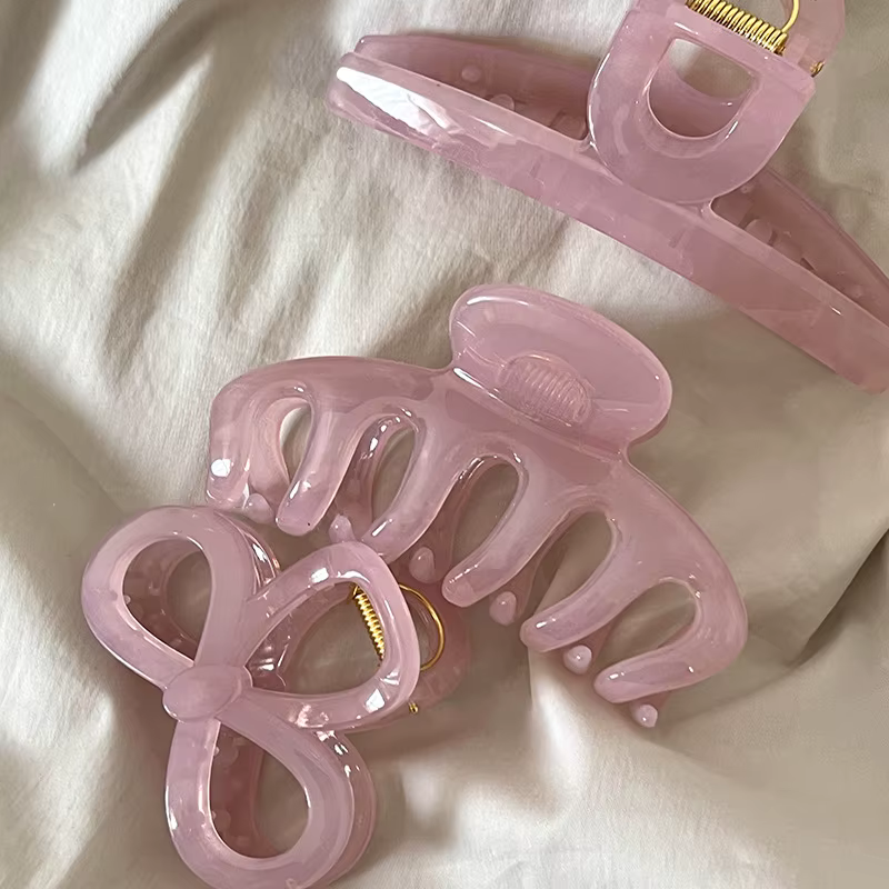 Pince à cheveux rose gelée pour fille