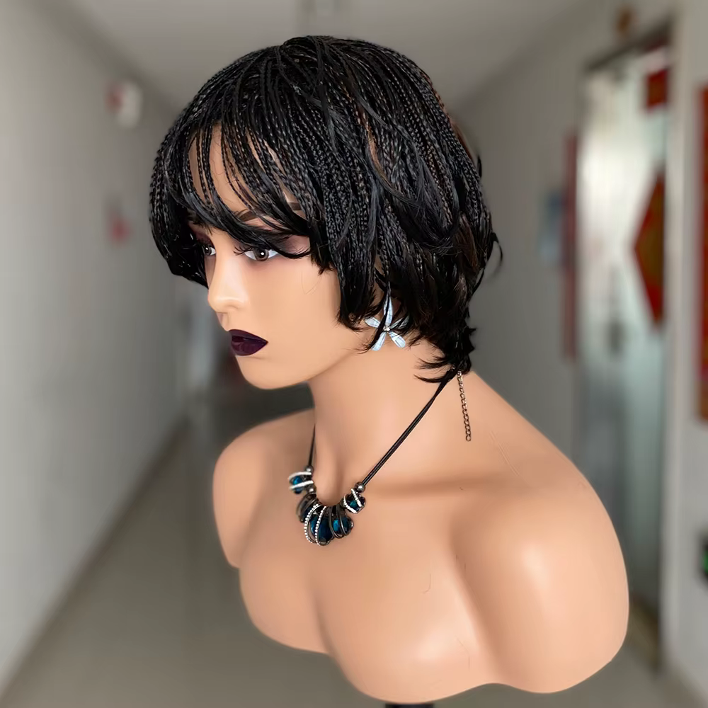 Boîte de tresse au Crochet perruques tressées pour les femmes noires cheveux africains synthétiques coupe lutin