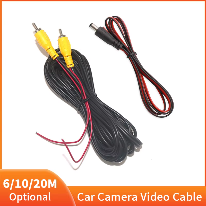 Câble vidéo RCA avec câble d'alimentation pour caméra de recul de voiture, câble d'extension AV, SFP, 6 m, 10 m, 20m