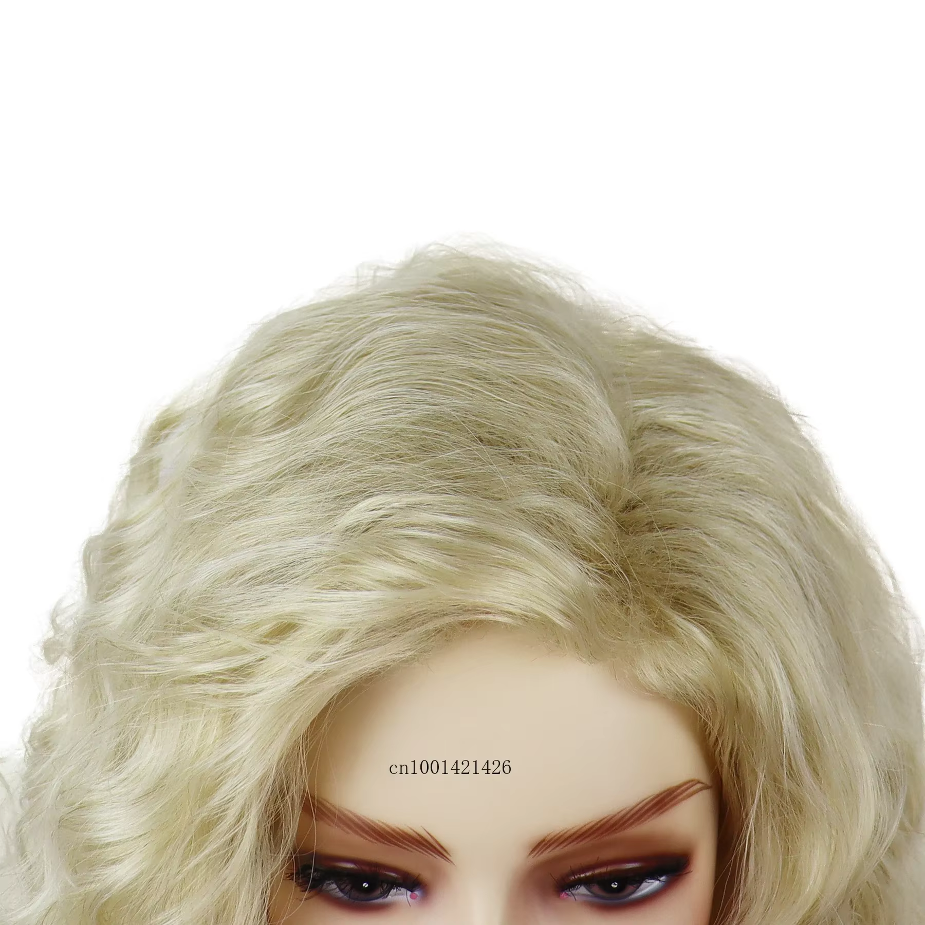 Perruque synthétique bouclée longue jaune Blonde réaliste