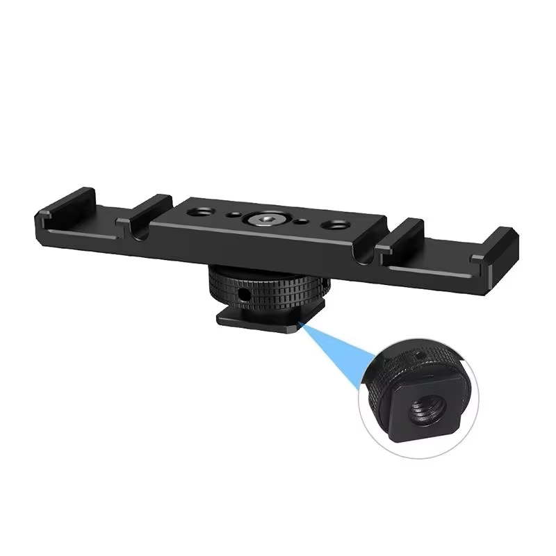 Support de barre d'extension de lumière à double chaussure froide pour Gopro Insta360 appareil photo reflex numérique Microphone support de lumière vidéo support de trépied Vlog