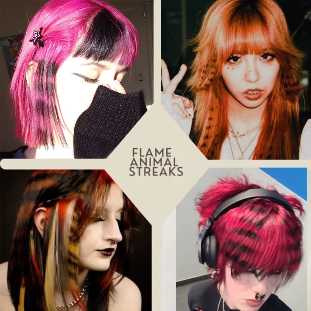 Extensions capillaires synthétiques lisses à Clip imprimé à rayures