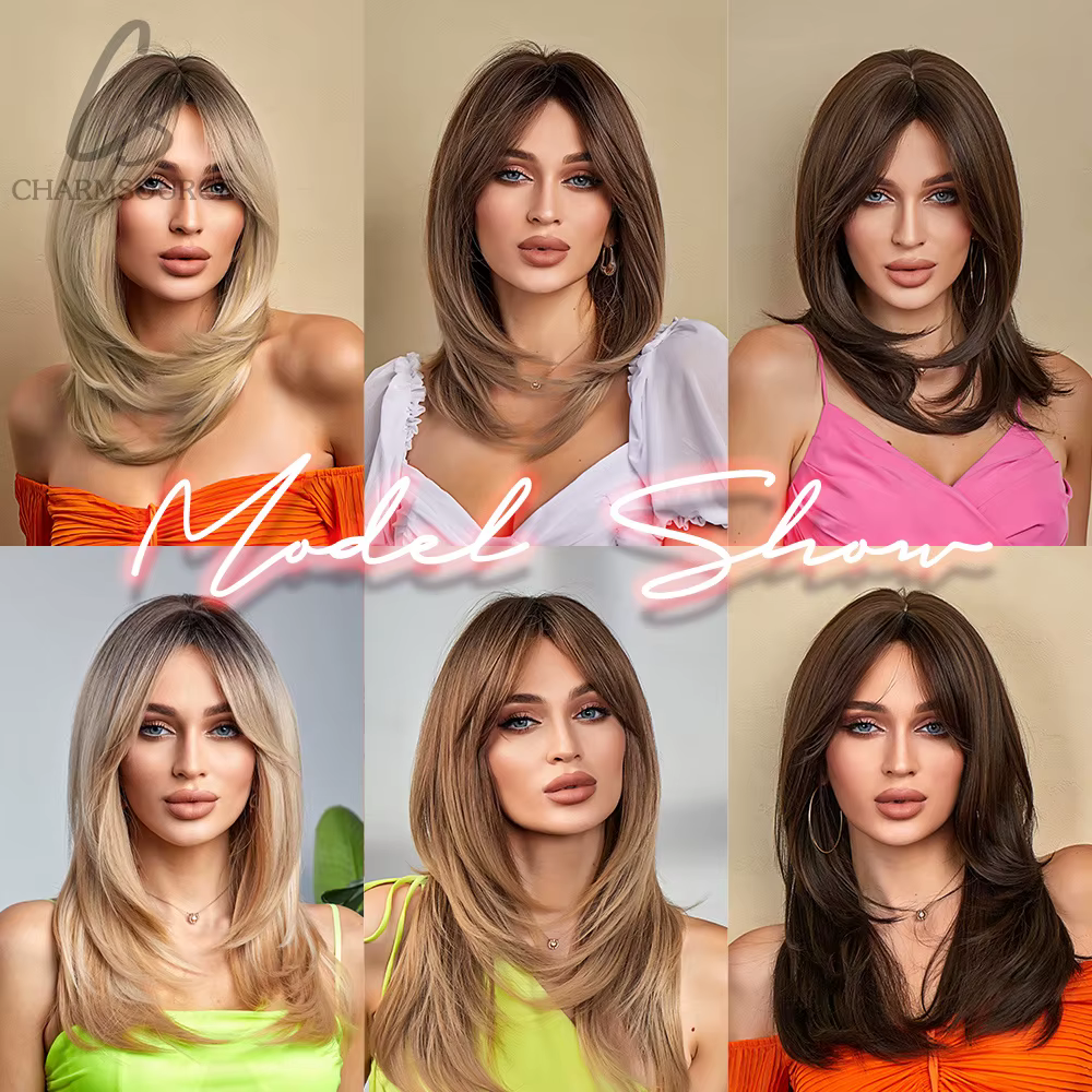 Perruque synthétique lisse et naturelle