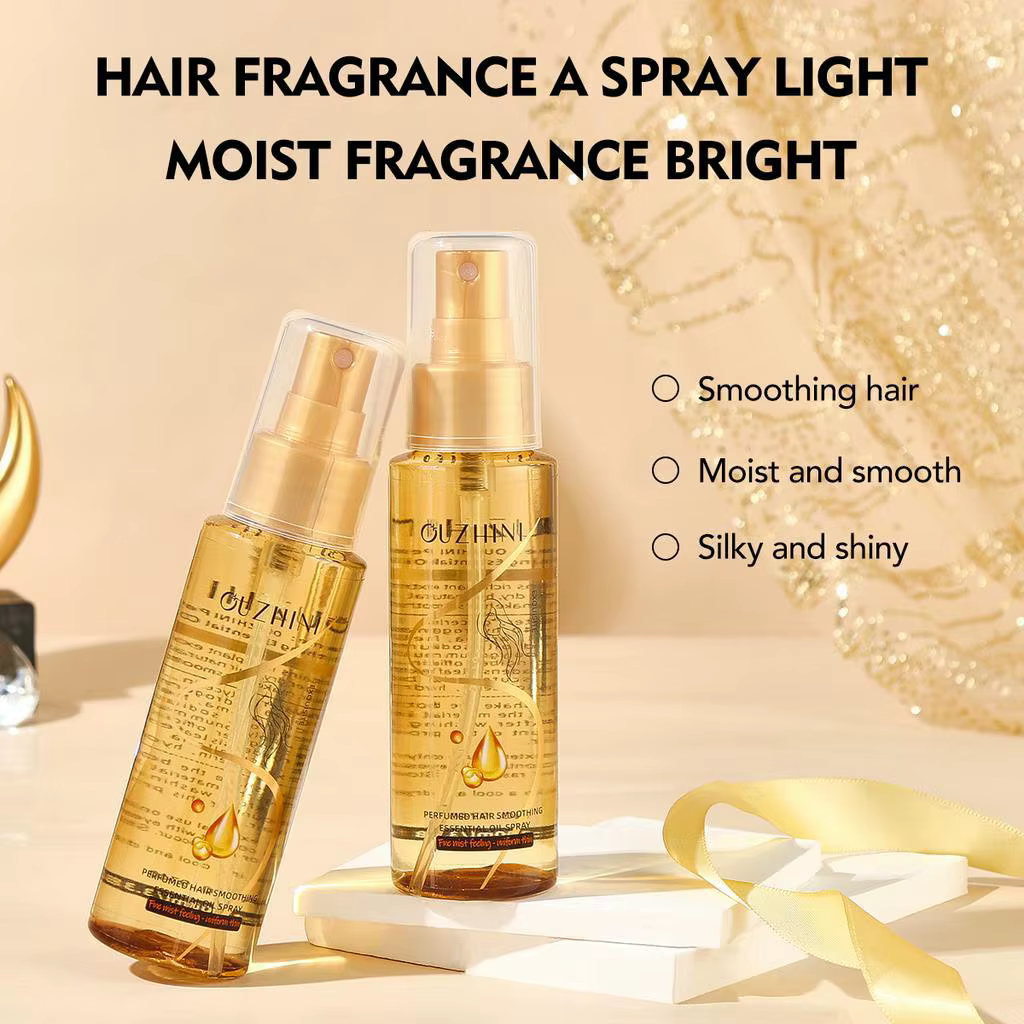 Le spray d'huile essentielle de soin capillaire nourrissant en profondeur peut augmenter la brillance et améliorer la réparation et les dommages causés par les cheveux