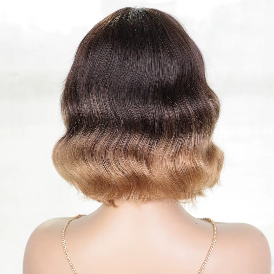 Perruques de cheveux humains Pixie Bob Cut avec frange pour femme