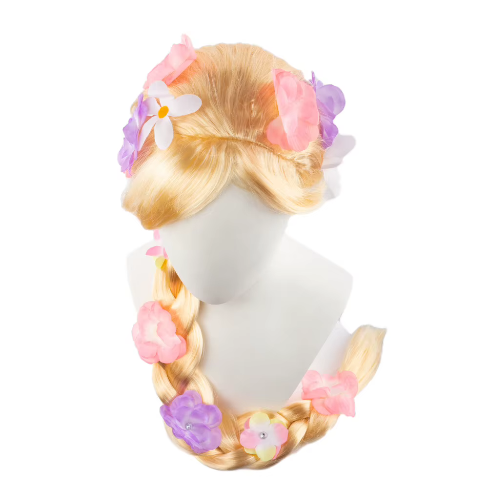 Perruques longues blondes Raiponce pour enfants
