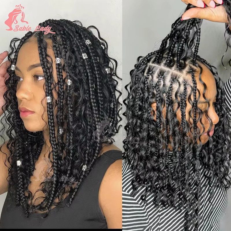 Boho-Perruque Bob Tressée pour Femmes Noires