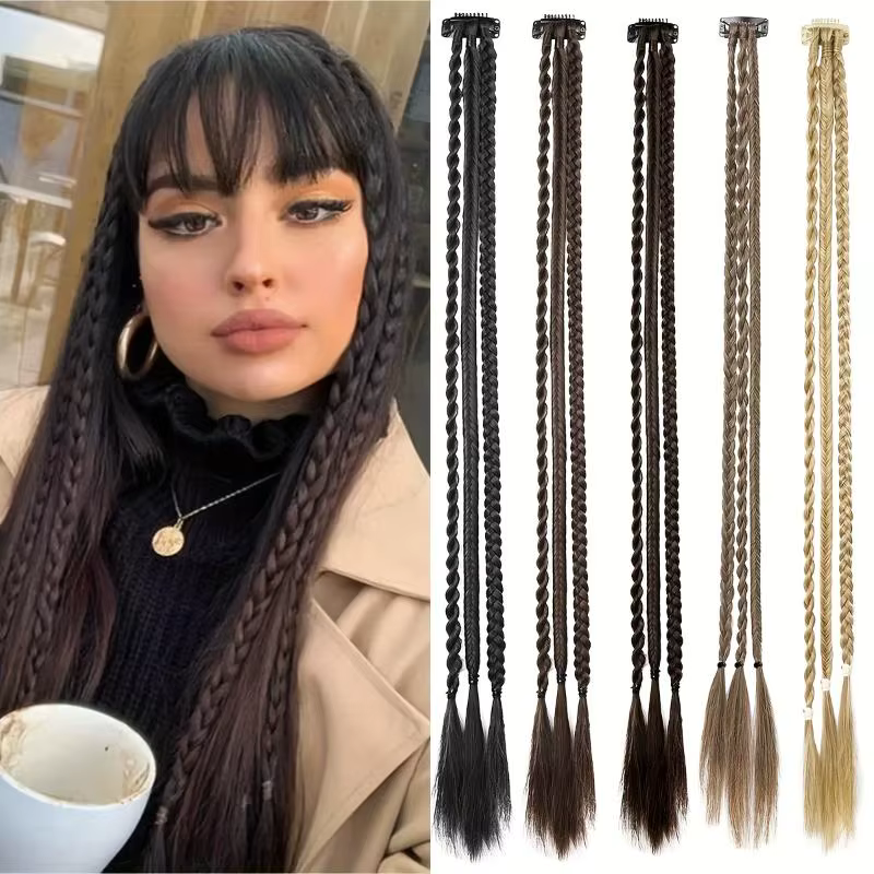 1 Paire de Tresses Synthétiques avec Clip
