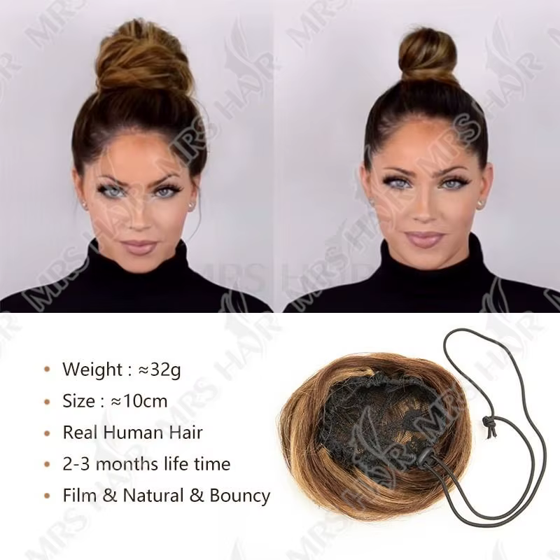 VADES Chignon Extension Cheveux 100% Naturels avec Cordon de Serrage