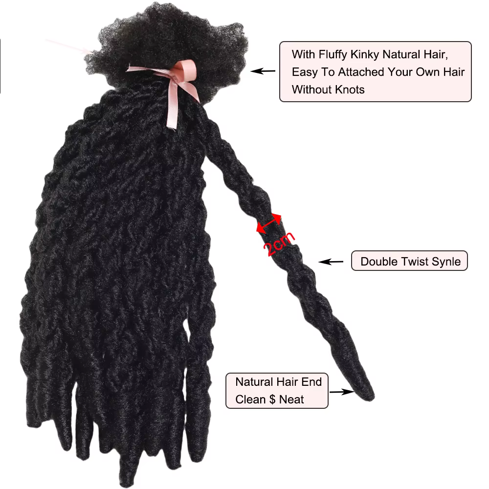 Extensions de cheveux synthétiques bouclés double torsion noirs naturels de 14 pouces pour tressage