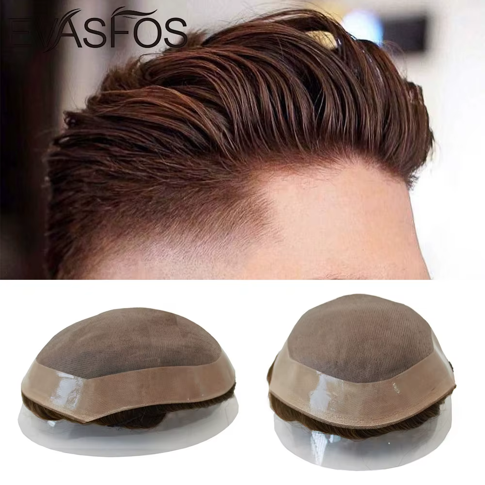 Perruque toupet de cheveux humains naturels pour hommes