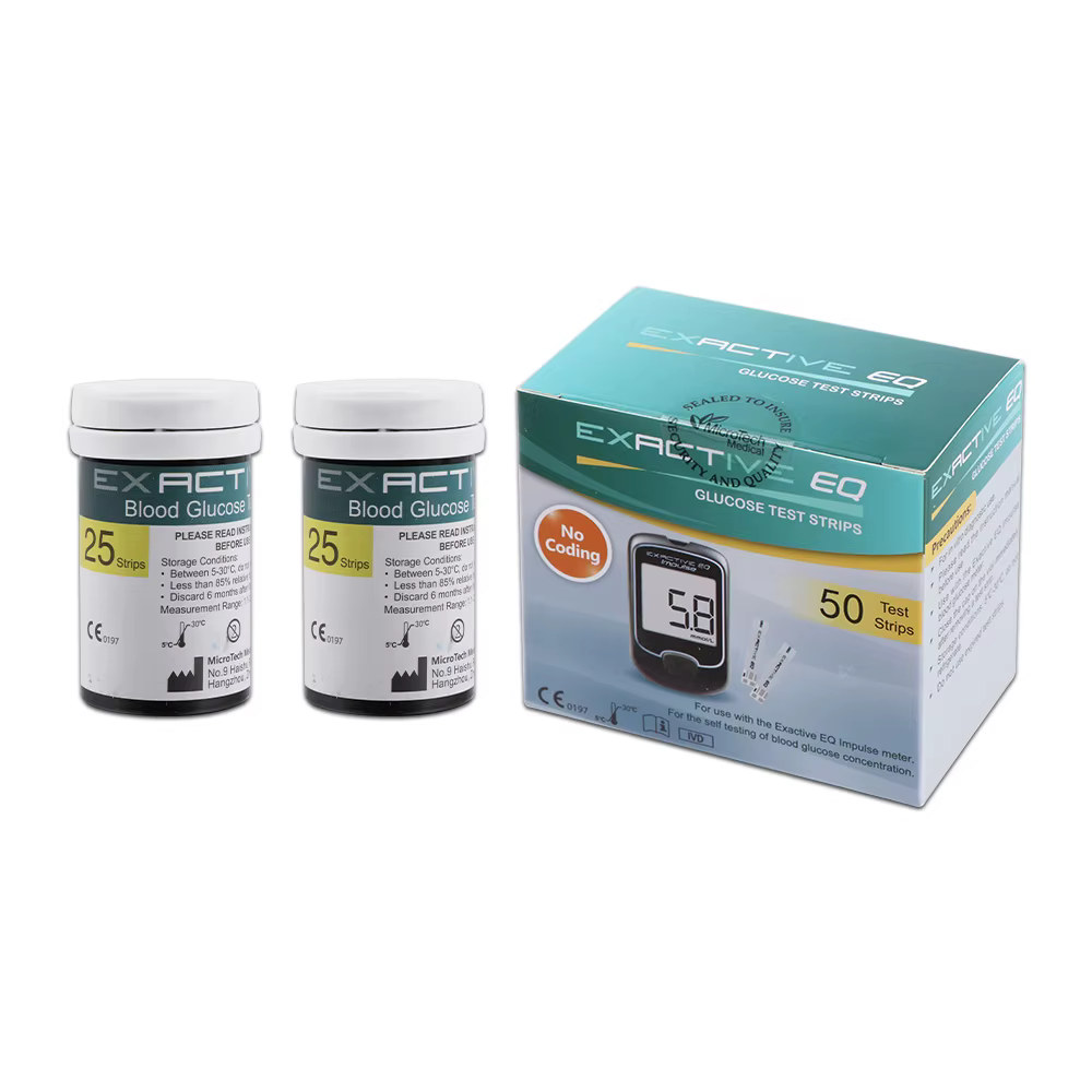 Exactive Eq 50pcs Bandelettes de Test pour diabétiques Accessoires médicaux Soins de santé (Dernière période de validité)