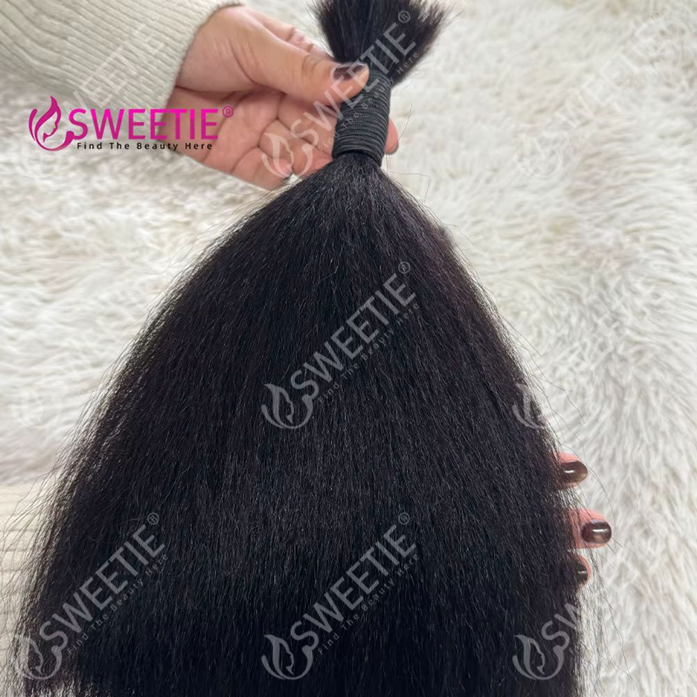 Extensions de cheveux humains en vrac Yaki lisse et Kinky Straight
