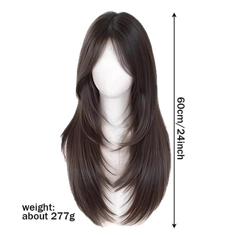 LUPU 24 pouces perruques cheveux noir perruque synthétique