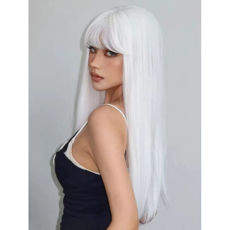 Perruque synthétique longue et lisse pour femme