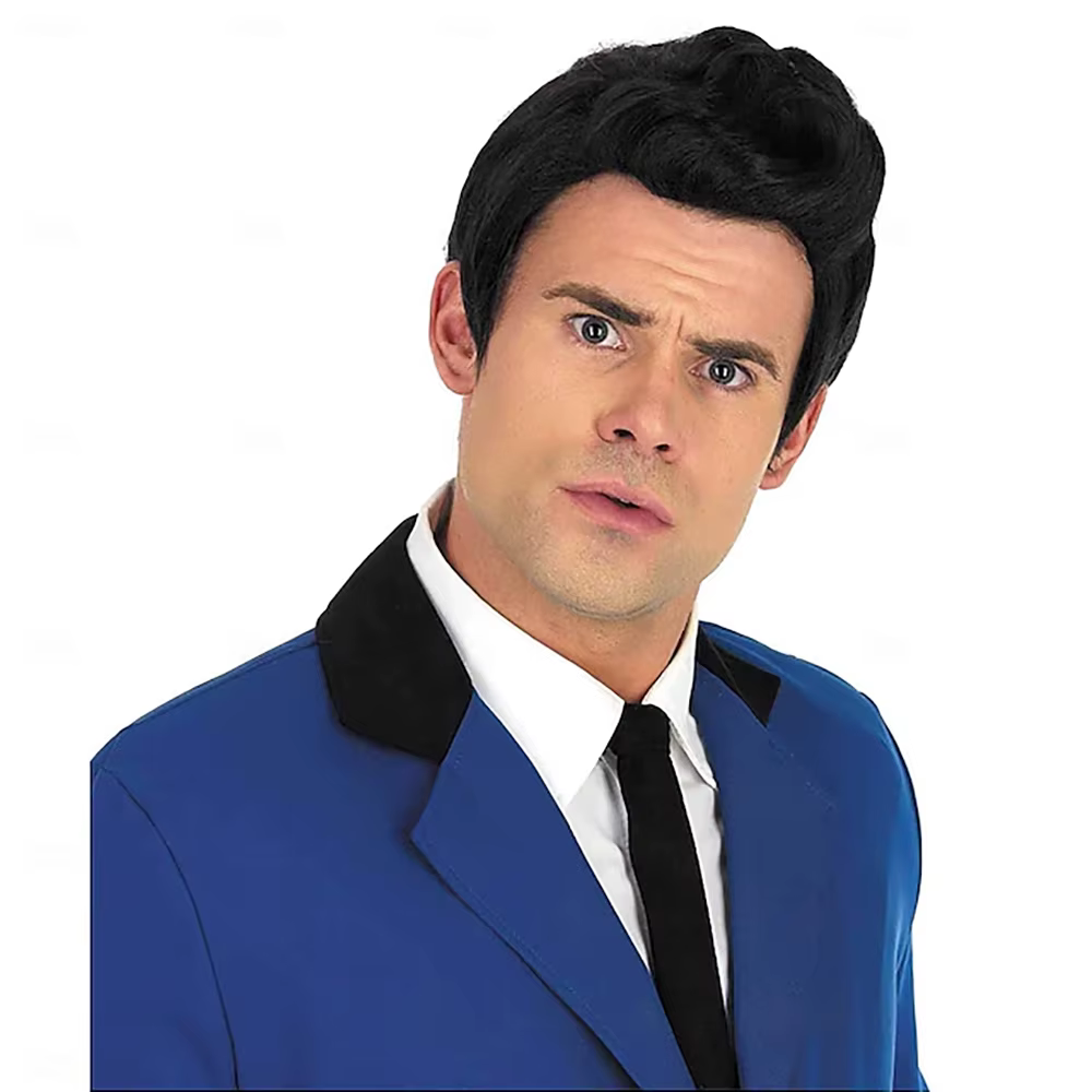 HAIRJOY cheveux synthétiques 50's hommes perruque noire