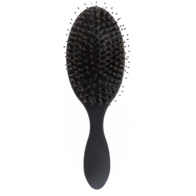 Brosse à cheveux en poils de sanglier à finition mate avec dents en nylon pour extensions