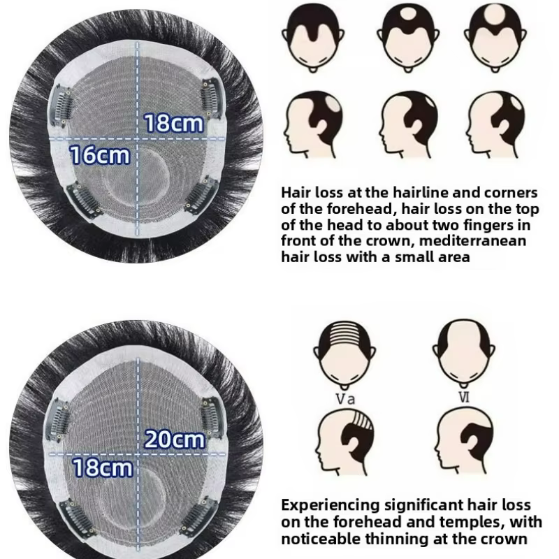 Postiche de cheveux humains pour hommes