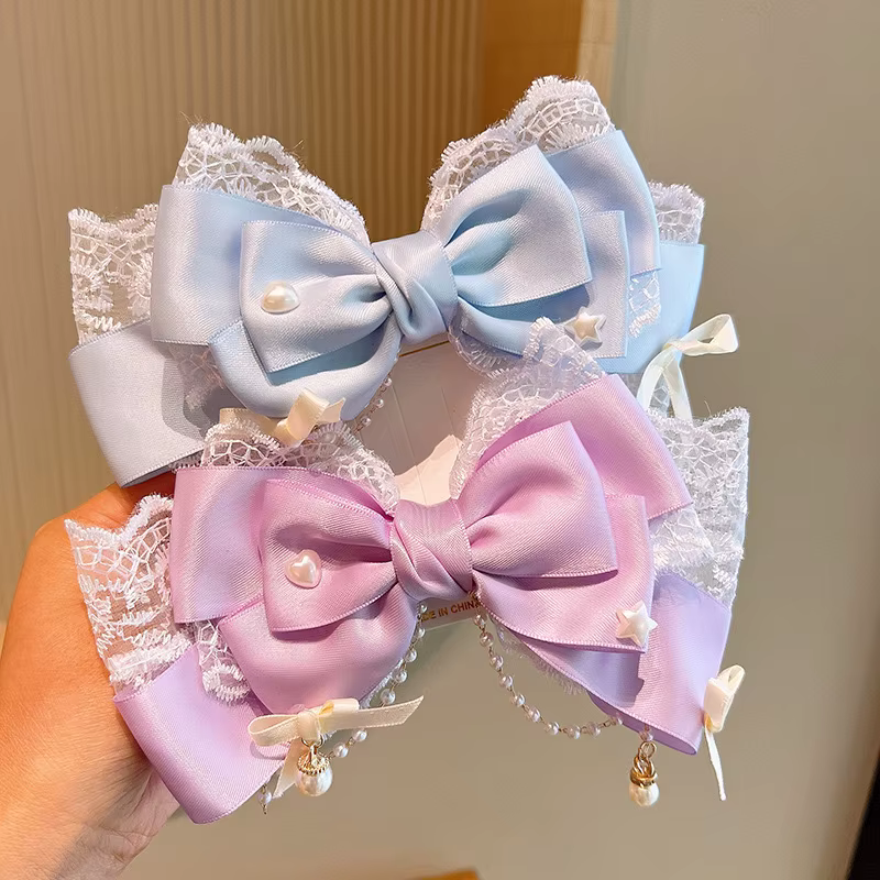 Pinces à cheveux avec nœud pour fille Lolita