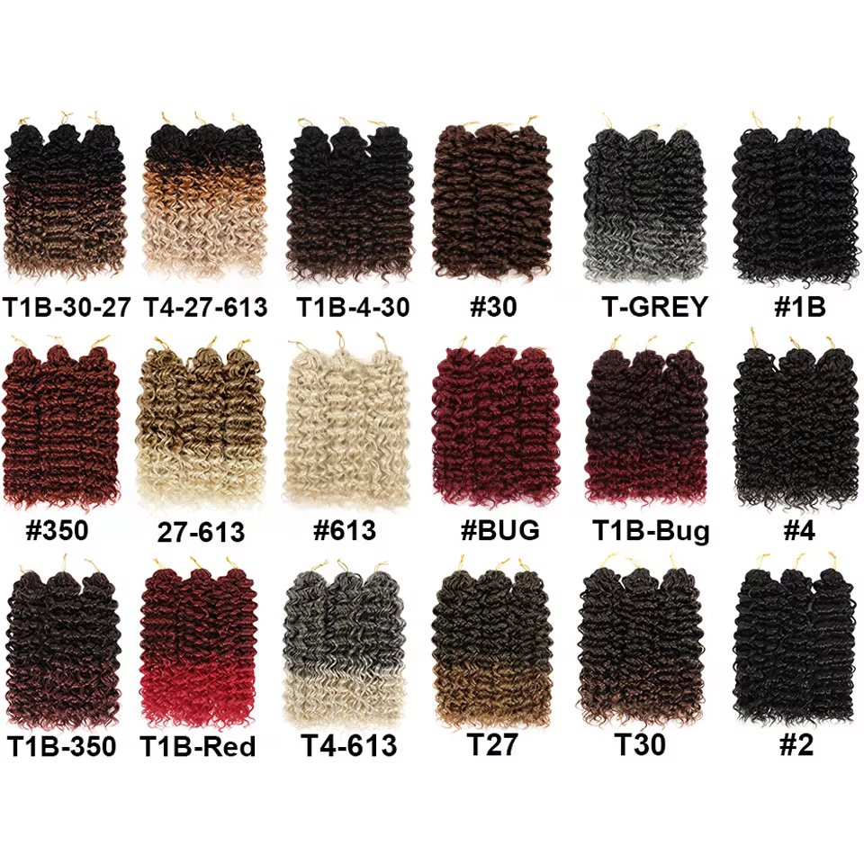 Extensions capillaires synthétiques bouclées de 14 pouces pour femmes, tresses ombrées brunes et blondes, Deep Wave, au Crochet, Passion Twist