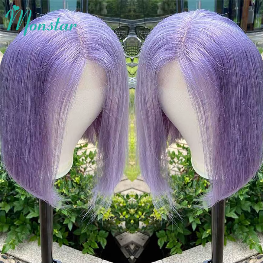 Lilas Bob perruque cheveux humains 13x6 HD dentelle frontale