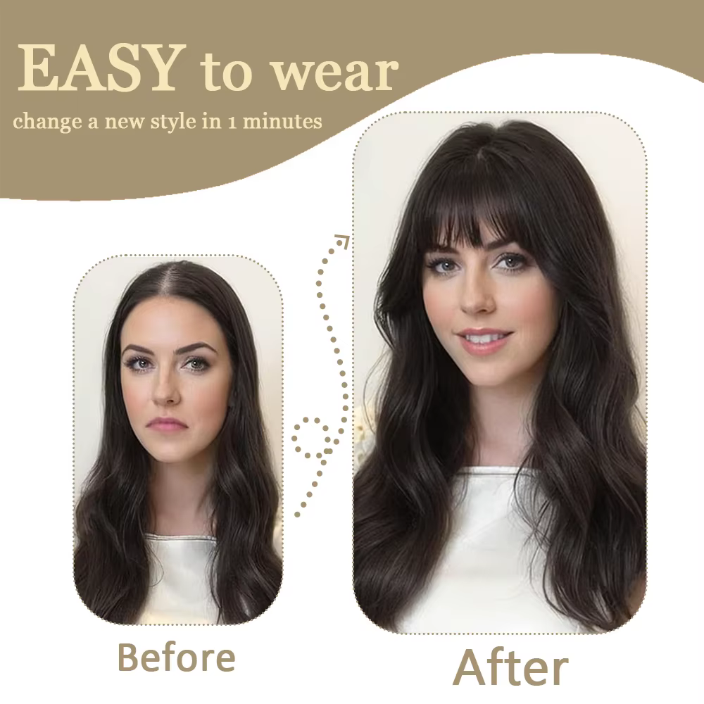 Extensions capillaires 100 % naturelles pour femmes avec frange