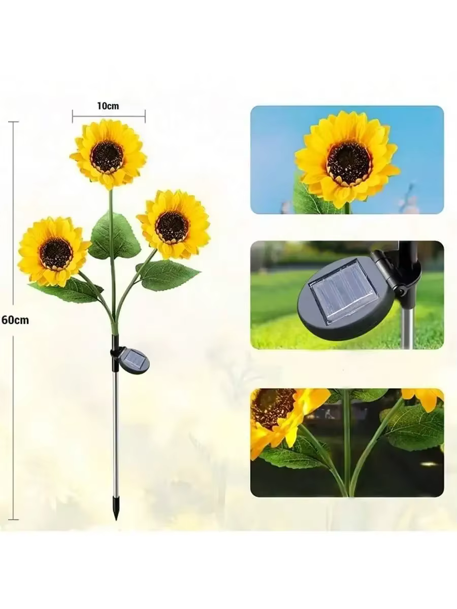 Lampe de tournesol à énergie solaire, LED étanche, pour l'extérieur, insertion au sol, lampe de pelouse, décoration de jardin, de cour